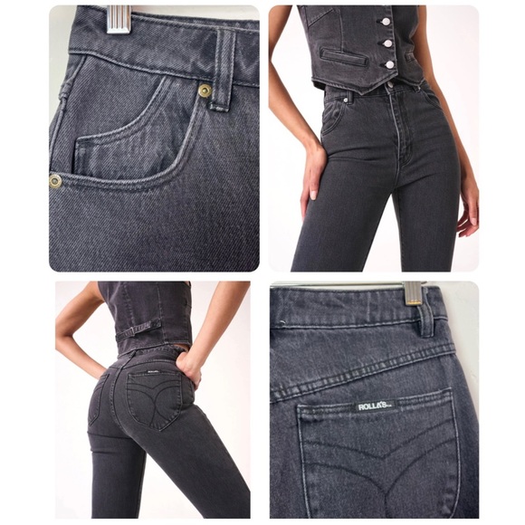 Rolla’s Original Straight Leg High Rise Denim Jeans in Brad Black Size 27 - Picture 8 of 16